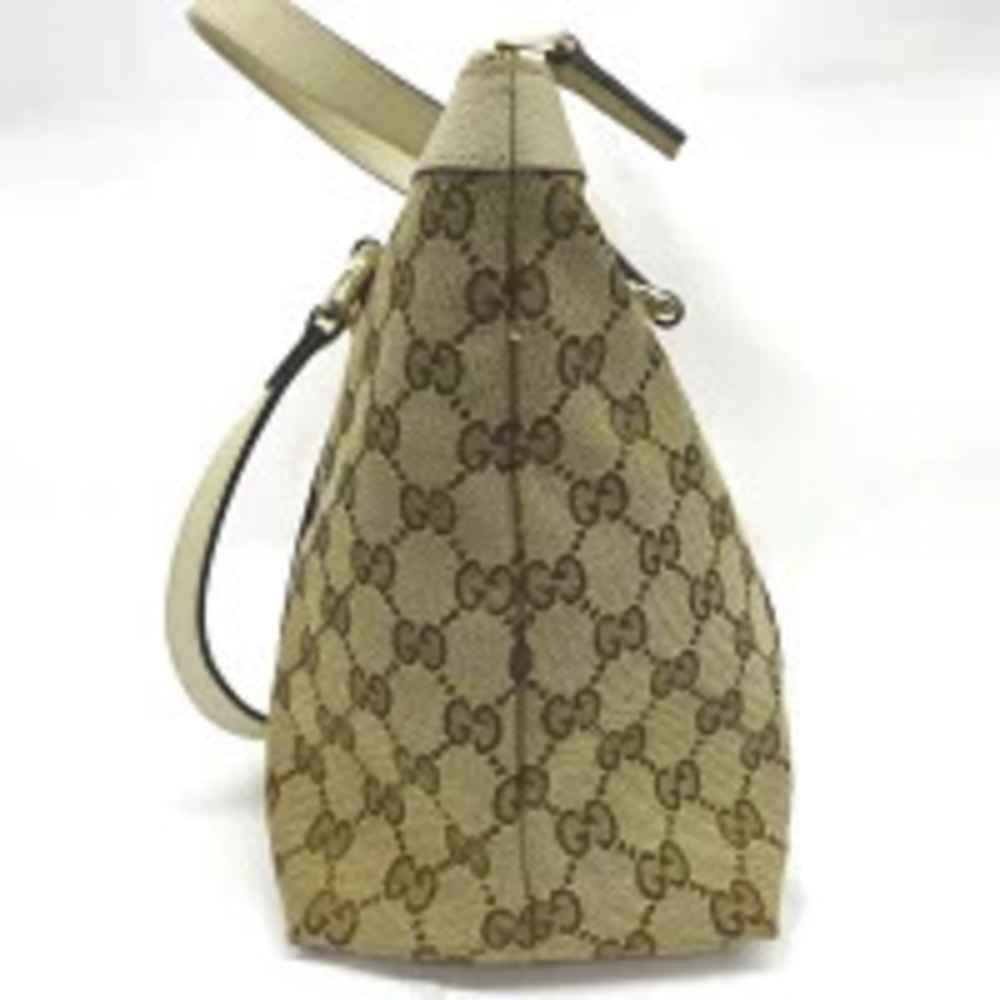 Gucci Tote Shoulder Bag Canvas Beige GG